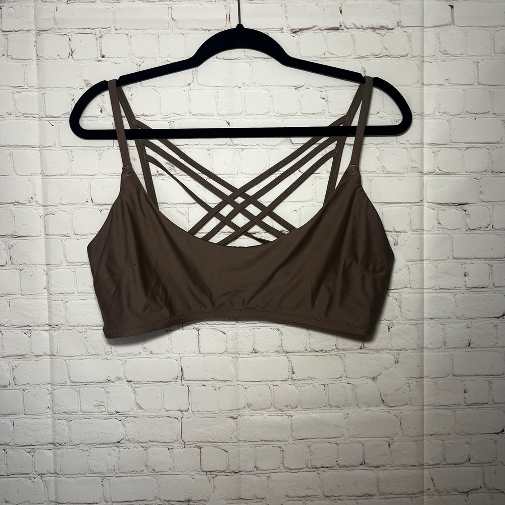 Aerie Brown Scoop Neck Strappy Lattice Back Bikini Top‎ XXL